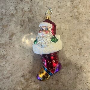 Christopher Radko Santa Stocking Clause Ornament - Red, Purple, and Gold